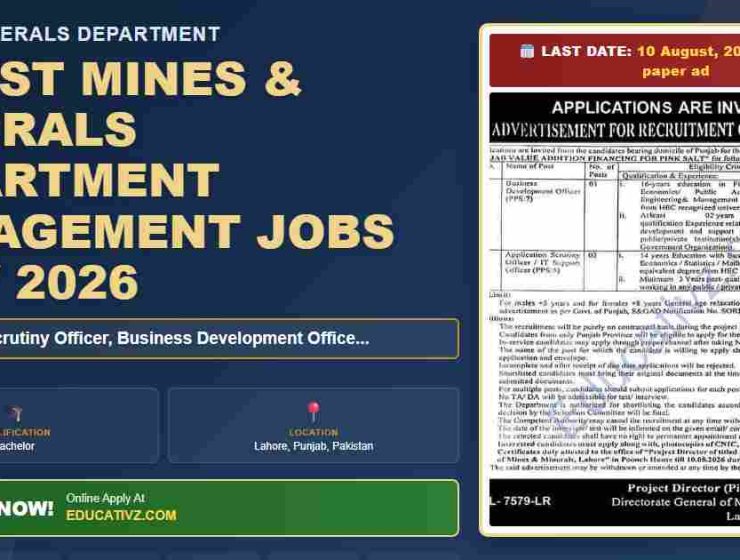 Mines & Minerals Department jobs July 2026 - organized by Educativz