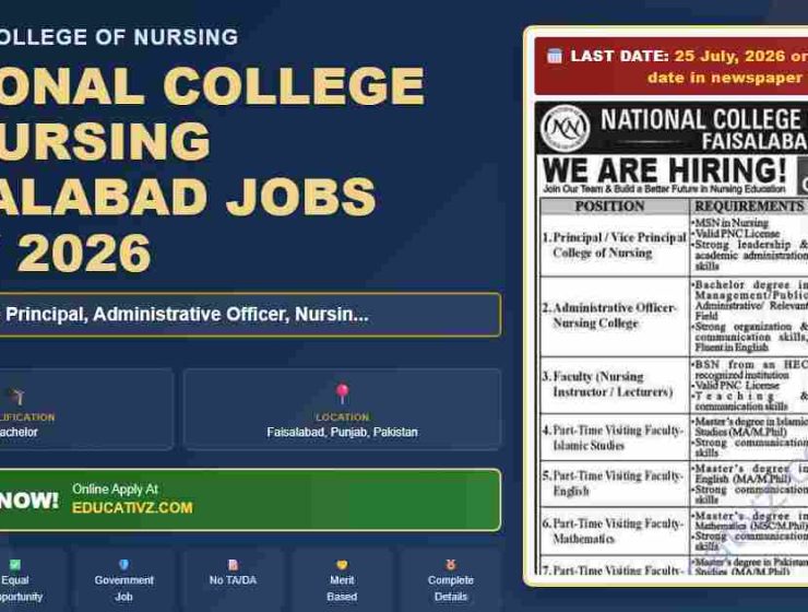 National College of Nursing Faisalabad jobs July 2026 typist position featured image