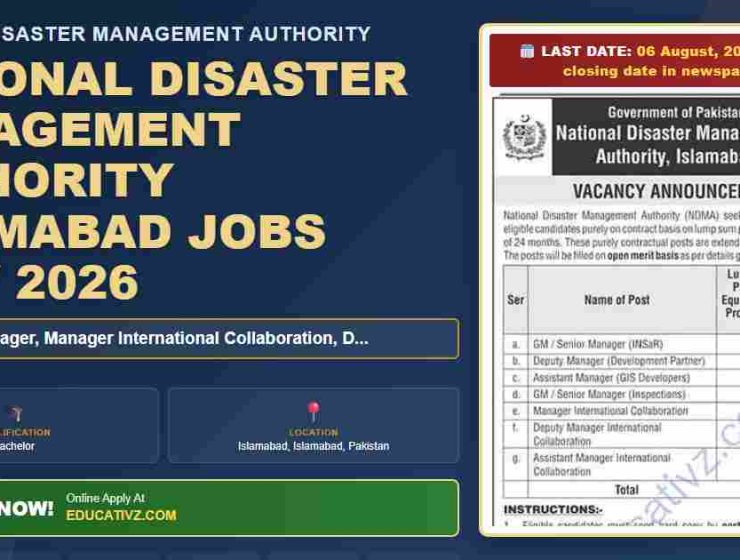 National Disaster Management Authority Islamabad Jobs July 2026 featured banner by Educativz