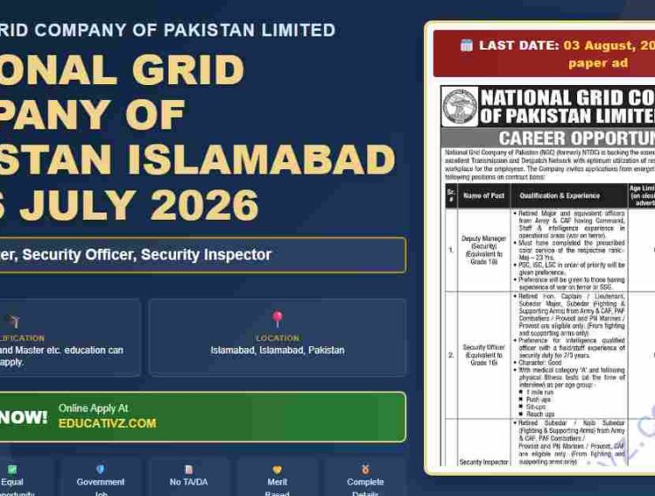 National Grid Company of Pakistan Islamabad Jobs July 2026 - National Grid Company of Pakistan Limited