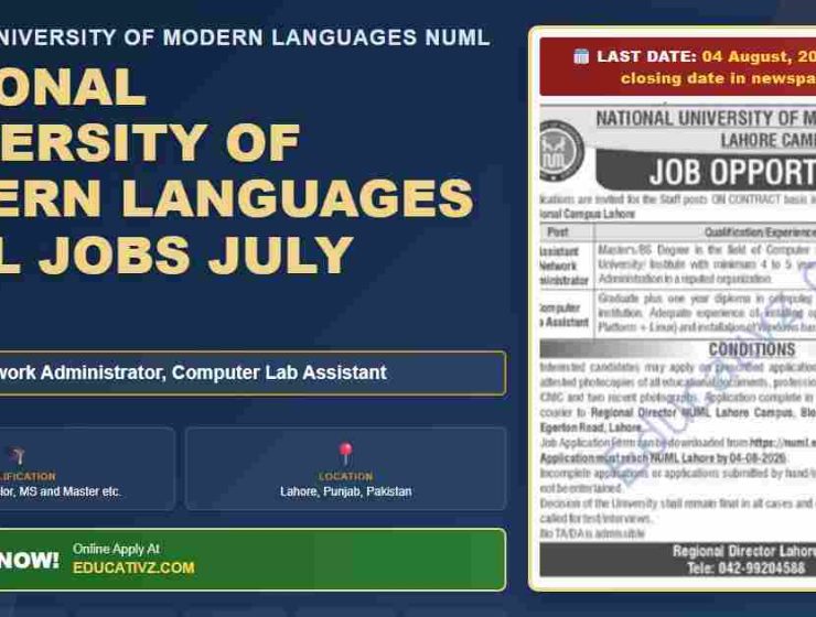 National University of Modern Languages NUML jobs July 2026 featured banner