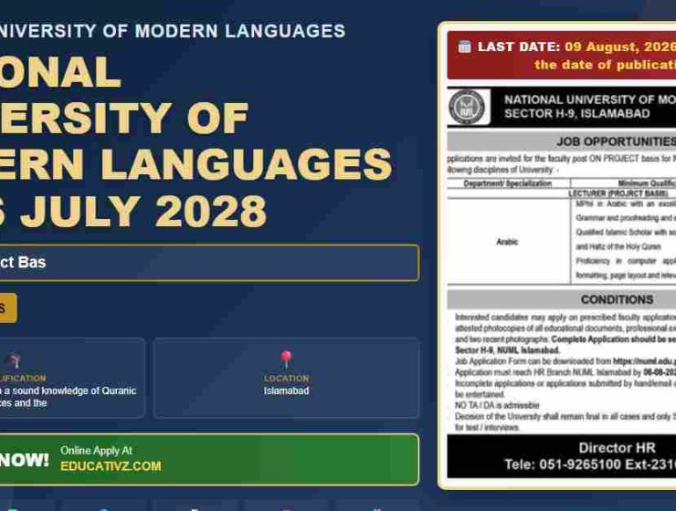 National University of Modern Languages Lector Jobs July 2028 featured image by Educativz