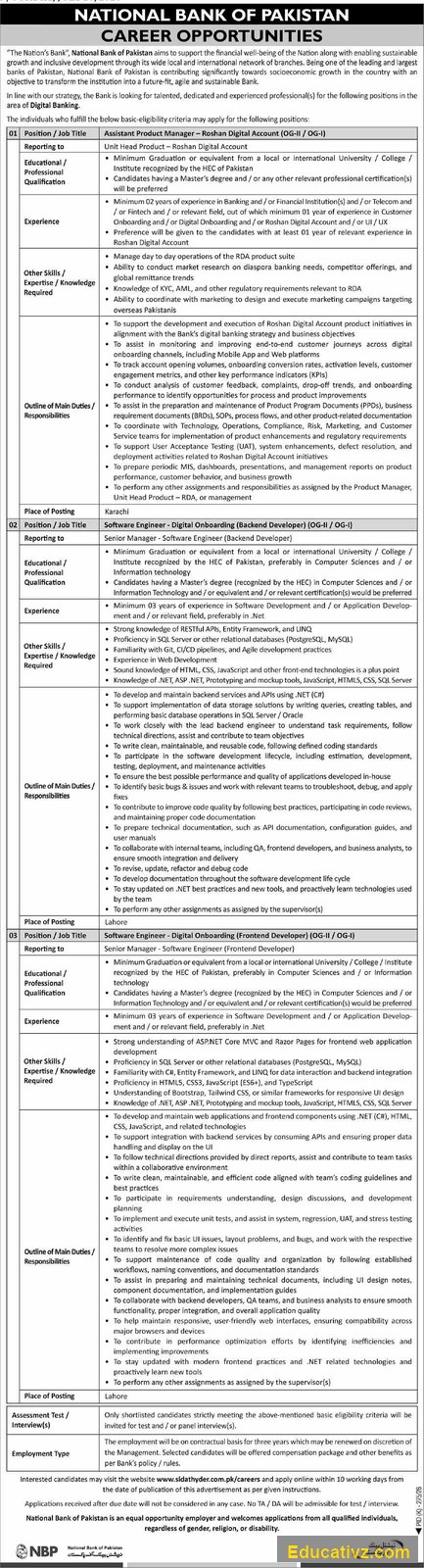 NBP Jobs July 2026 - Official Advertisement