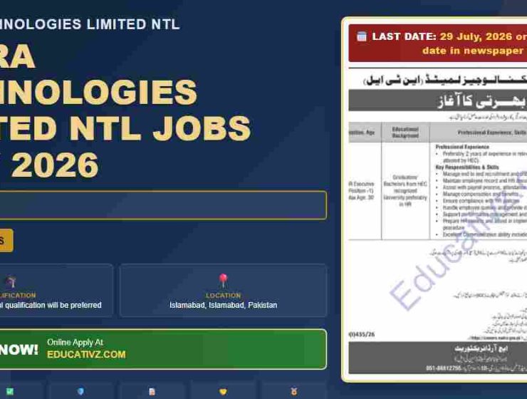 Nadra Technologies Limited NTL Hr Executive Job July 2026 - designed banner graphic