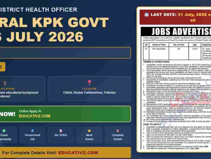 Office of District Health Officer Chitral jobs in July 2026 - official government announcement