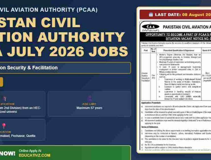 Pakistan Civil Aviation Authority Director Job July 2026 - Pakistan Civil Aviation Authority (PCAA)