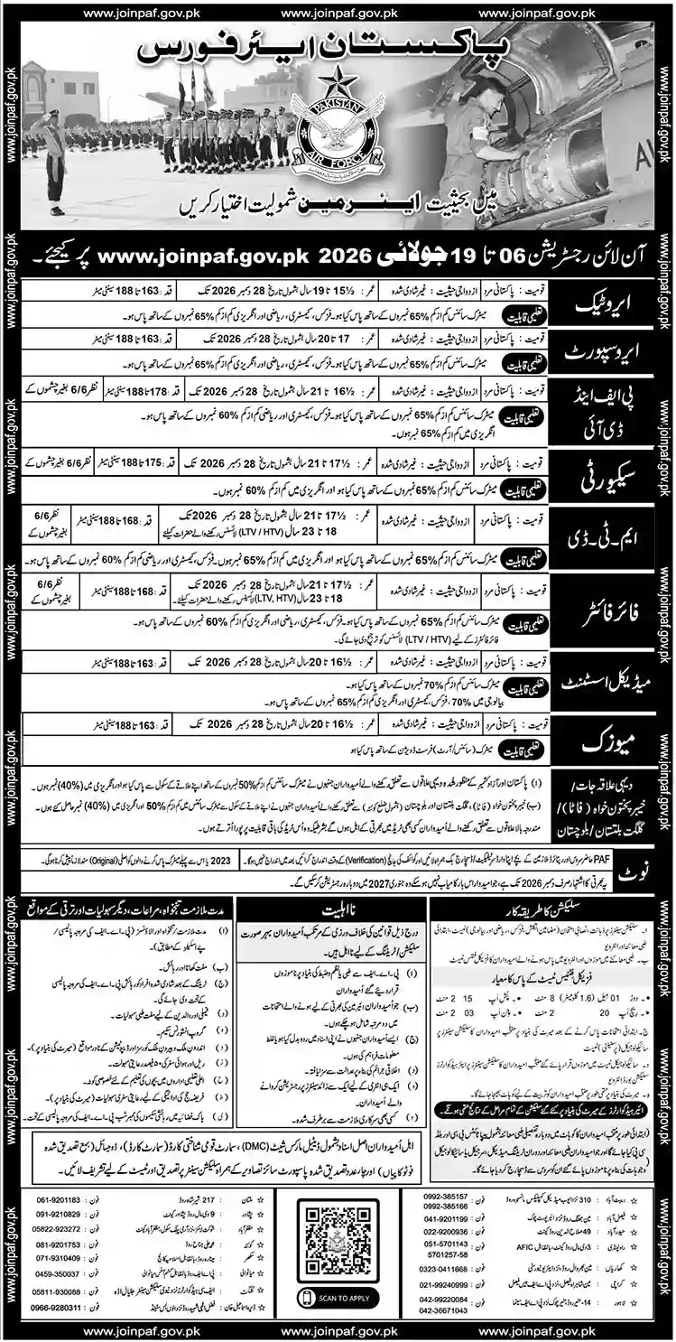 Join Pakistan Air Force PAF Airmen Jobs July 2026 official advertisement