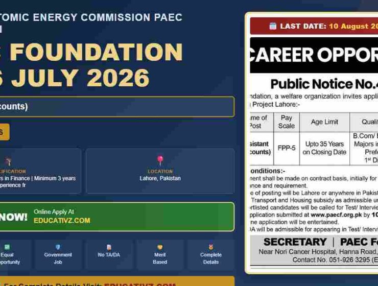 Pakistan Atomic Energy Commission PAEC Foundation jobs featured image - July 2026