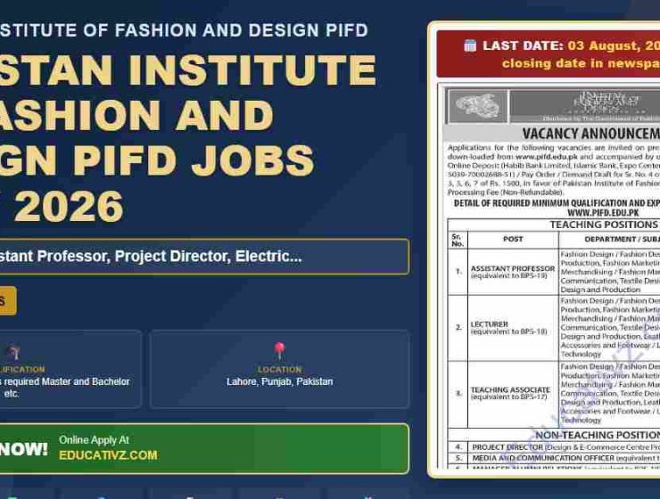 Pakistan Institute of Fashion and Design jobs featured banner July 2026