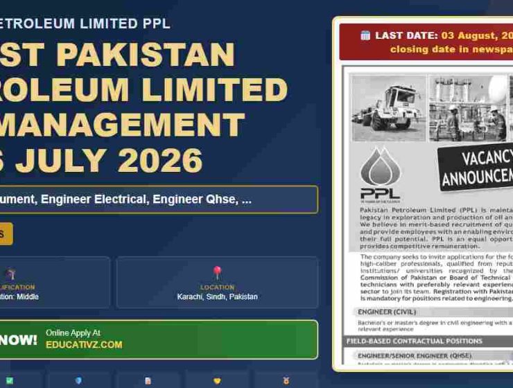Pakistan Petroleum Limited Engineer Jobs in Karachi July 2026 - Educativz banner