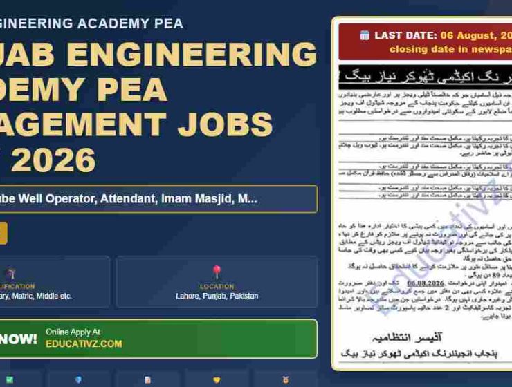 Punjab Engineering Academy PEA Management Jobs July 2026 - Naib position featured banner