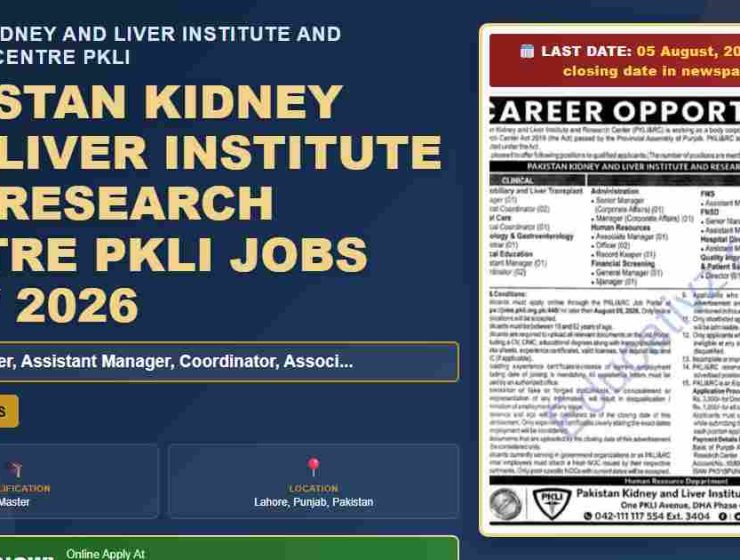 Pakistan Kidney And Liver Institute PKLI featured banner - DHA, organization logo, job title