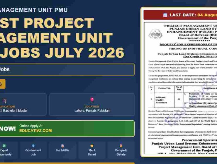 Project Management Unit PMU Jobs July 2026 - Software Quality