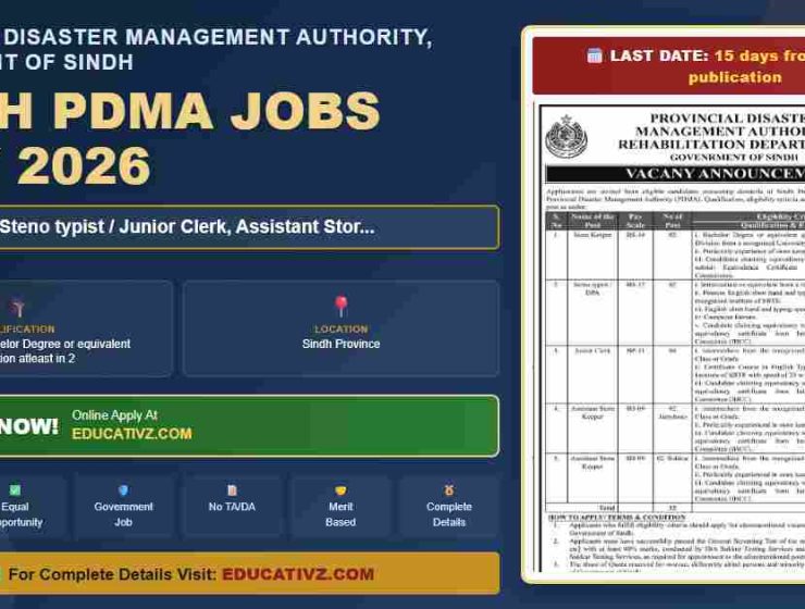 Provincial Disaster Management Authority Sindh jobs featured July 2026 - Government of Sindh