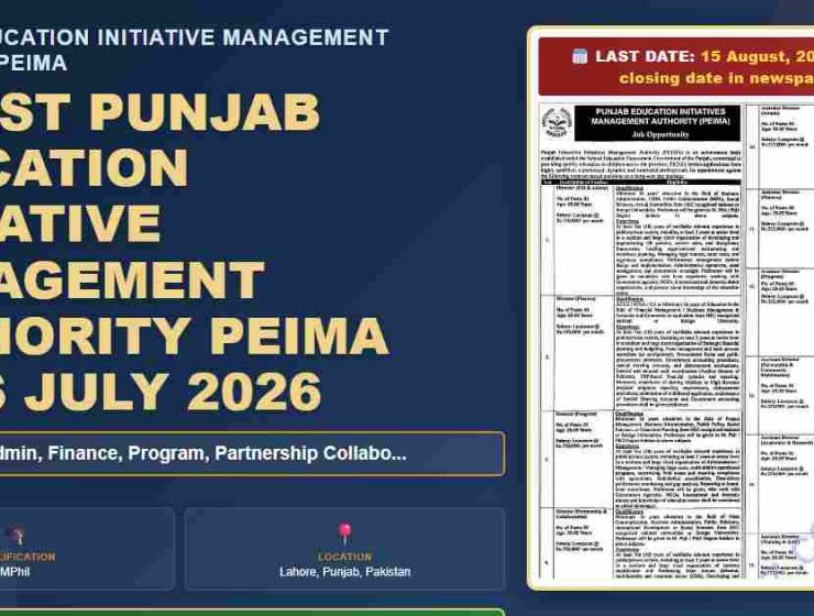 Punjab Education Initiative Management Authority PEIMA July 2023 Staff Recruitment Banner
