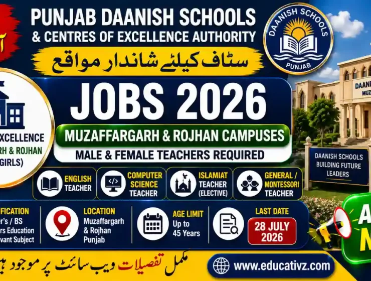 Punjab Daanish Schools Jobs 2026 Latest Teachers Recruitment in Punjab