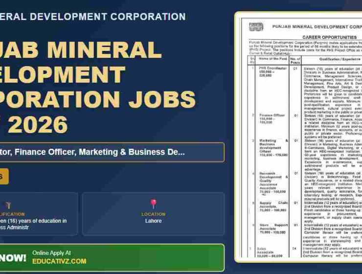 Punjab Mineral Development Corporation Sales Associate July 2026 job opportunity