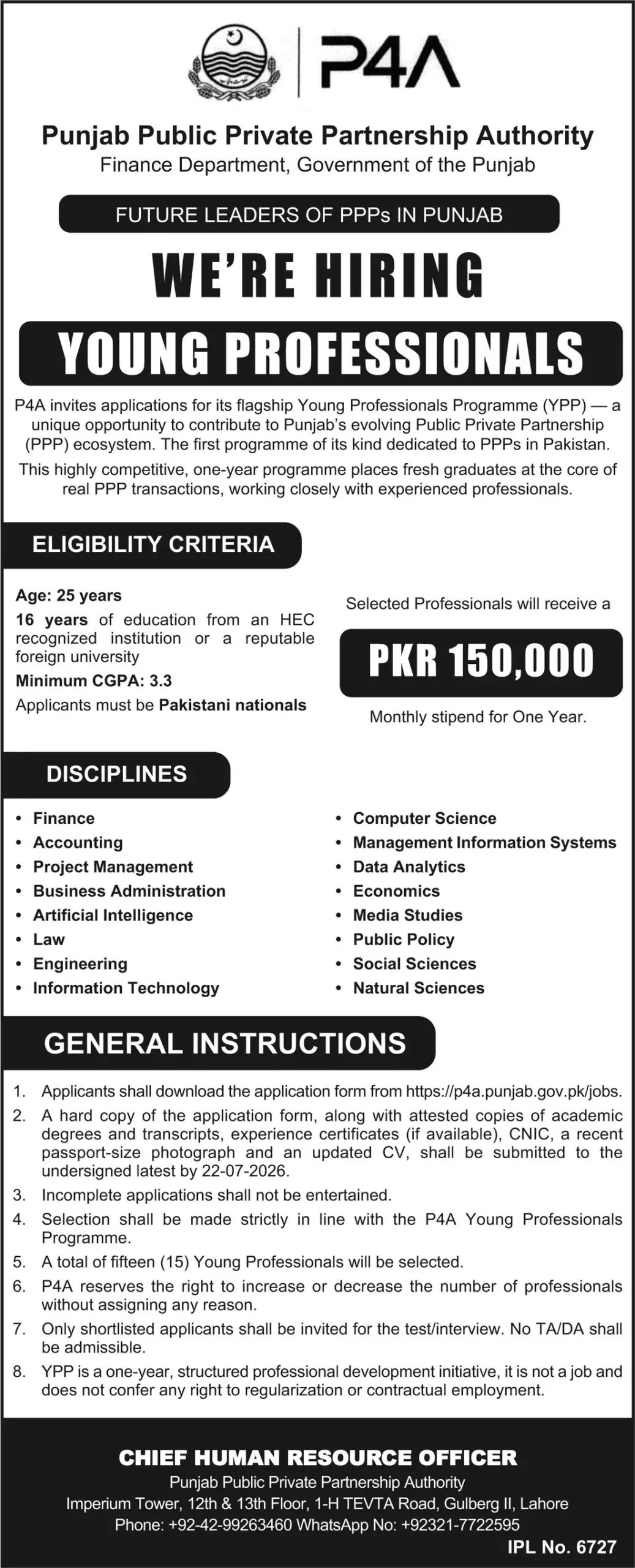 Punjab Public Private Partnership Authority Jobs July 2026 - Management Vacancies Advertisement