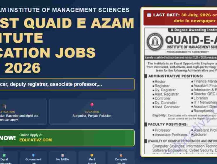 quaid e azam institute of management sciences jobs july 2026 - featured banner