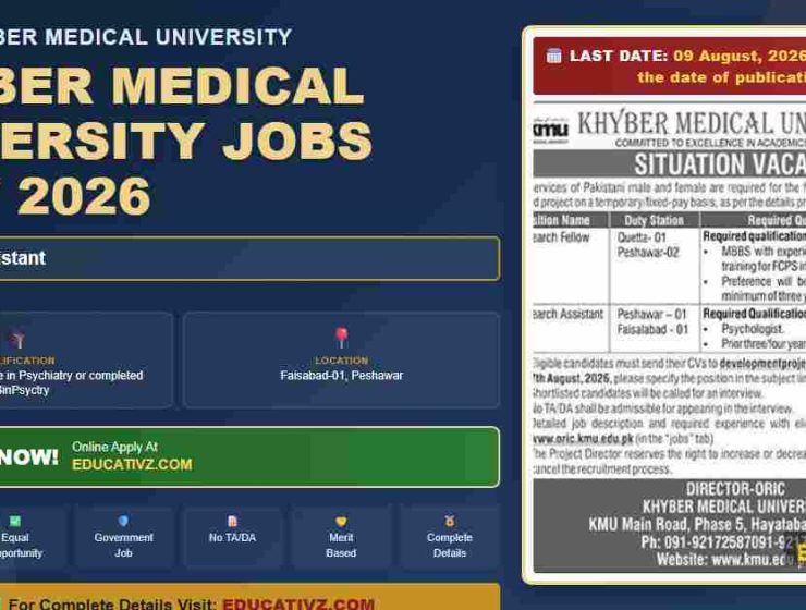 Shara KHYBER MEDICAL UNIVERSITY Research Jobs July 2026 - Educational Banner