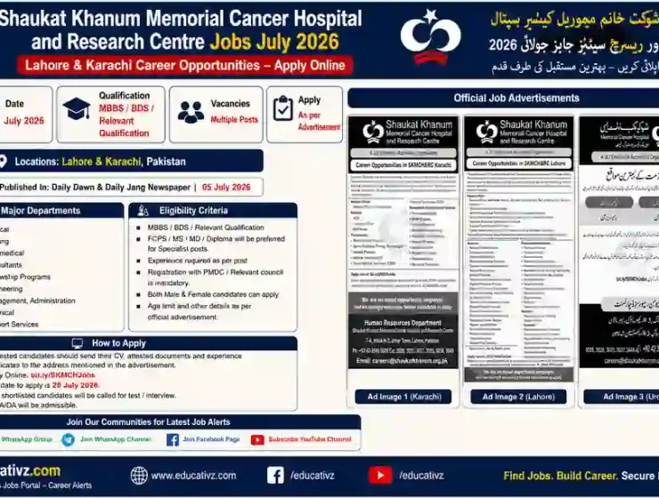 Shaukat Khanum Memorial Cancer Hospital Jobs July 2026 Lahore and Karachi Career Opportunities
