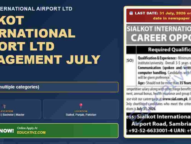 Sialkot International Airport Ltd Staff Officer Jobs July 2026 - Educativz banner