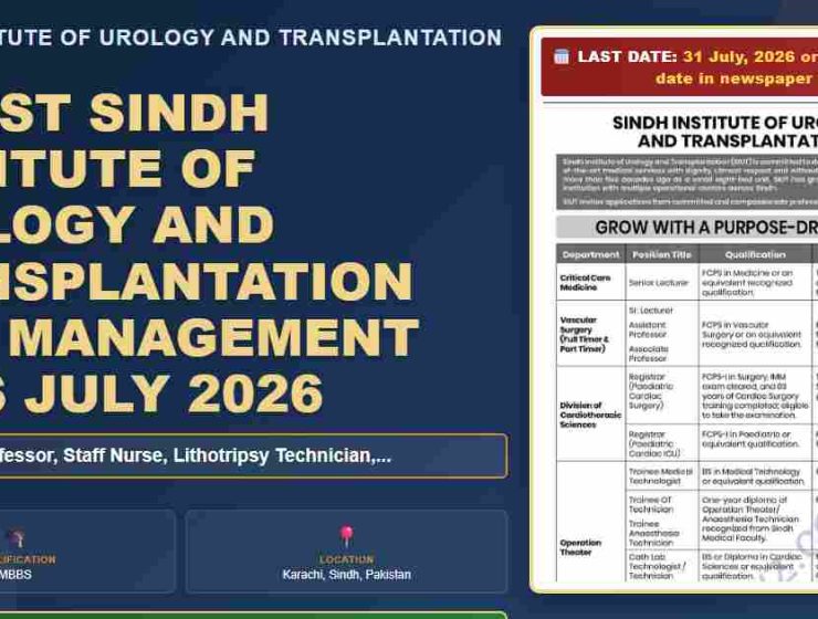 Sindh Institute of Urology and Transplantation SIUT jobs July 2026 - featured banner graphic