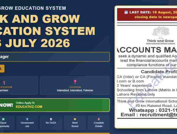 Think and Grow Education System Accounts Manager Job July 2026 - Created by Educativz