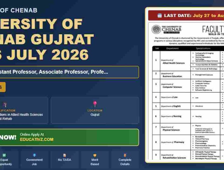 University of Chenab Gujrat Lecturer Job July 2026 - University of Chenab