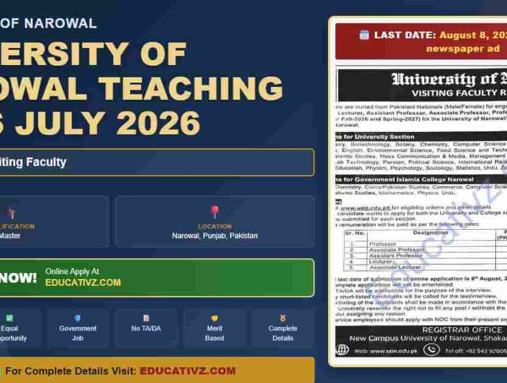 University of Narowal Jobs July 2026 featured image - Management Professor position