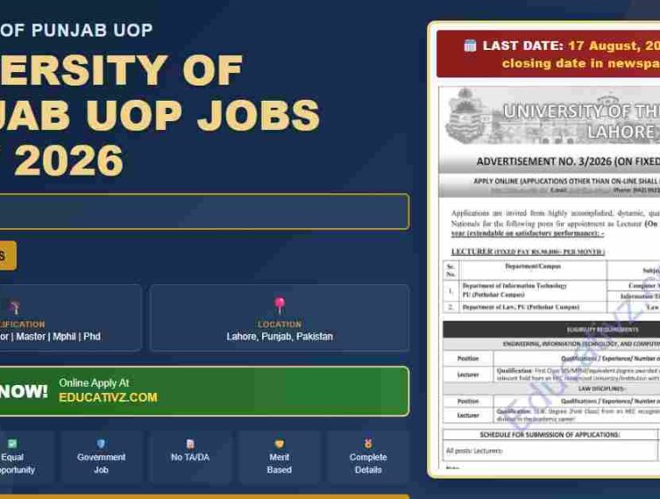 University of Punjab Lecturer Job - July 2026 featured image by Educativz