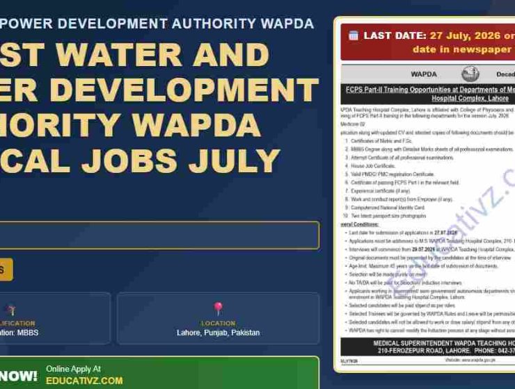 Water and Power Development Authority WAPDA Medical Posts in Lahore - featured banner image