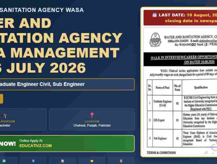 Water and Sanitation Agency WASA Management Jobs featured banner - July 2026