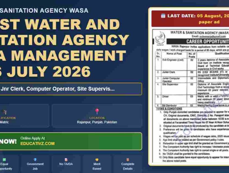 Water and Sanitation Agency WASA Management Jobs July 2026 - featured banner graphic