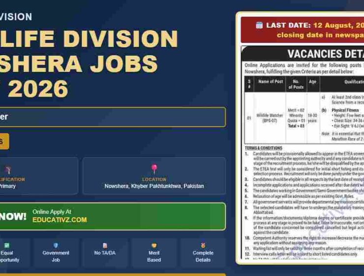 Wildlife Division Nowshera jobs in July 2026 - organized by Educativz