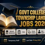 Government Graduate College Township Lahore Jobs August 2026 — Network Administrator Clerk Doctor Nurse Naib Qasid Mali Chowkidar Electrician