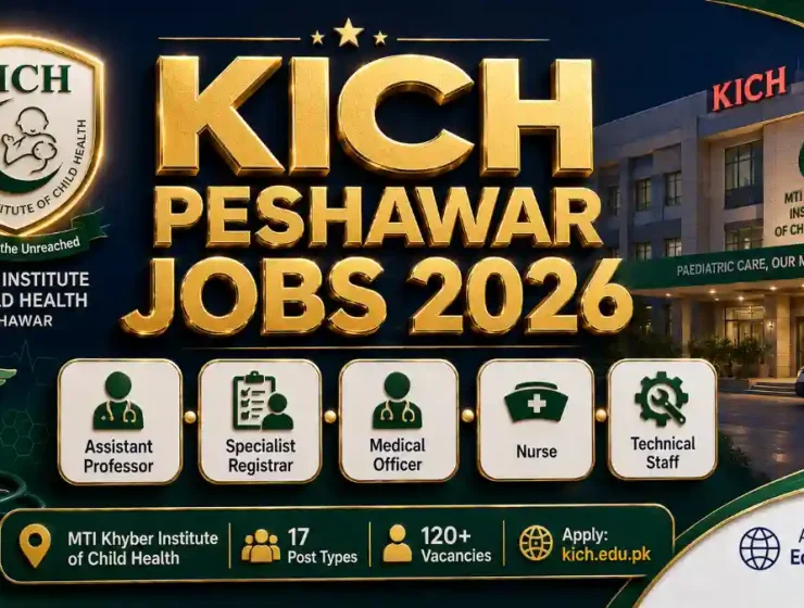KICH Peshawar Jobs August 2026 — Khyber Institute Child Health Children Hospital MTI Hayatabad Assistant Professor Medical Officer Nurse