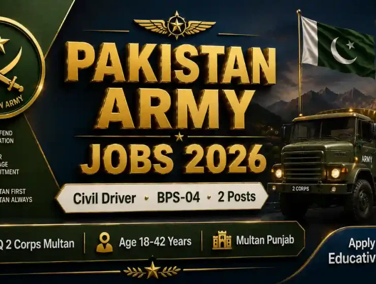 Pakistan Army Civil Driver Jobs August 2026 — HQ 2 Corps Multan BPS-04 2 Posts