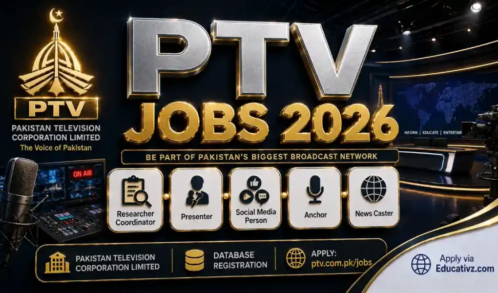 PTV Jobs 2026 — Pakistan Television Corporation Limited Researcher Coordinator Presenter Anchor News Caster