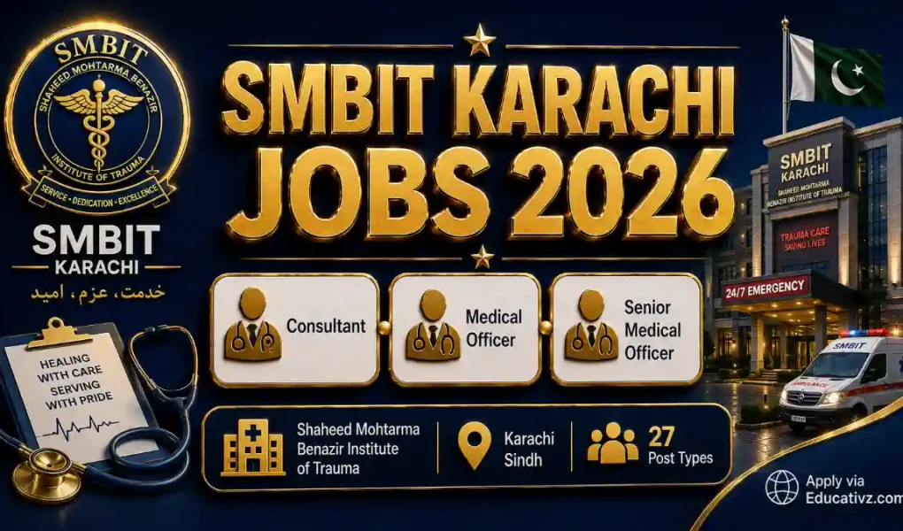 SMBIT Karachi Jobs August 2026 — Shaheed Mohtarma Benazir Institute of Trauma Consultant Medical Officer Nurse Jobs