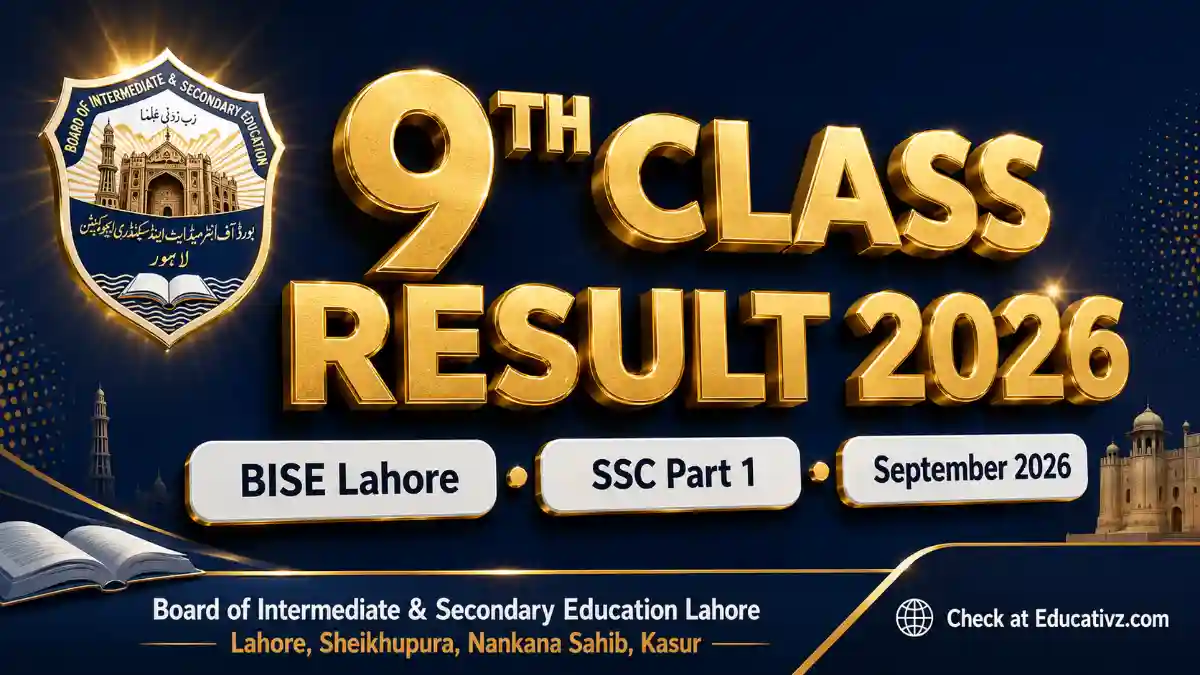 BISE Lahore 9th Class Result 2026 Gazette PDF — SSC Part 1 Annual Result September 2026