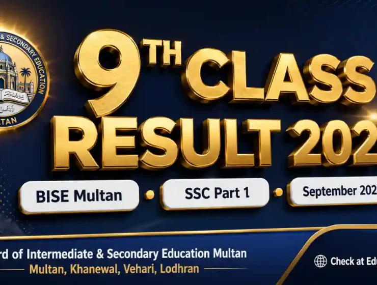BISE Multan 9th Class Result 2026 — SSC Part 1 Annual Result September 2026