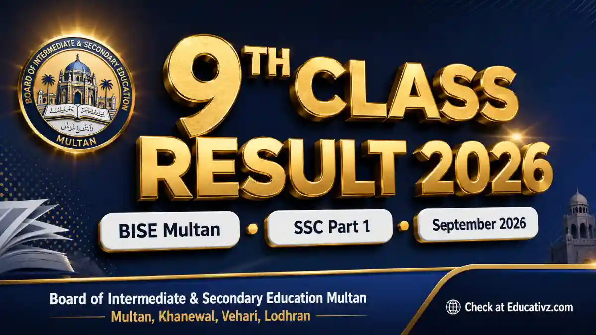 BISE Multan 9th Class Result 2026 Gazette PDF — SSC Part 1 Annual Result September 2026