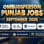 Office of the Ombudsperson Punjab Jobs September 2026 — Assistant Director IT Law Officer Stenographer