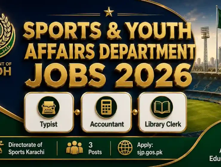 Sports Youth Affairs Department Jobs September 2026 — Directorate of Sports Karachi Typist Accountant Library Clerk