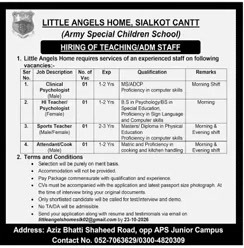 Little Angels Home Sialkot Cantt teaching and admin staff jobs
