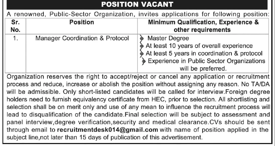 manager coordination protocol tribune karachi