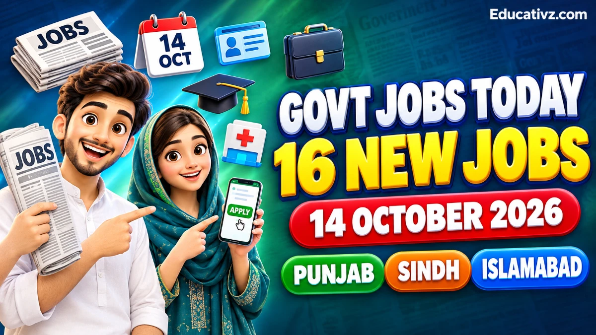 Latest Govt Jobs 14 October 2026 – 16 new newspaper job ads Punjab, Sindh and Islamabad | Educativz