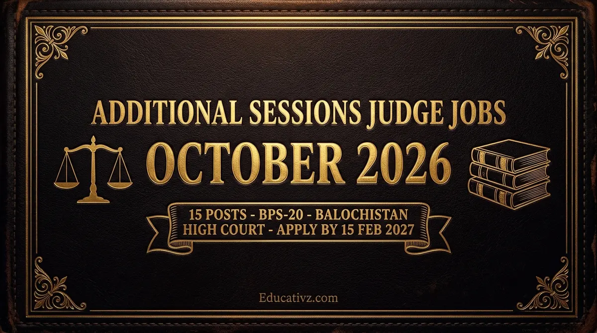 Balochistan High Court Additional District & Sessions Judge jobs October 2026, 15 posts BPS-20, apply by 15 February 2027 | Educativz