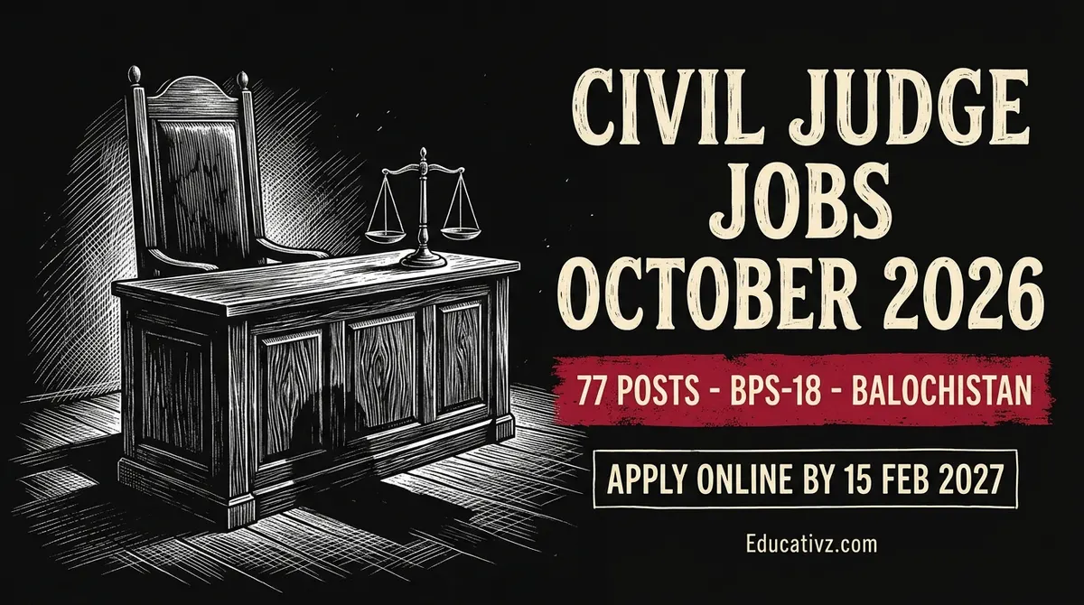 Balochistan High Court Judicial Magistrate-cum-Civil Judge jobs October 2026, 77 posts BPS-18, apply by 15 February 2027 | Educativz